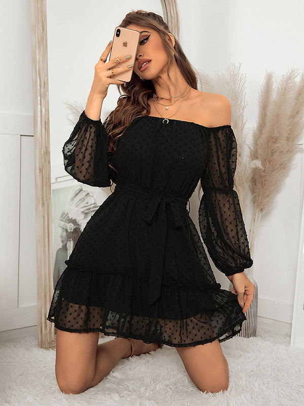Going Out A-Line Loose Drawstring Polka-Dot Mini Dresses