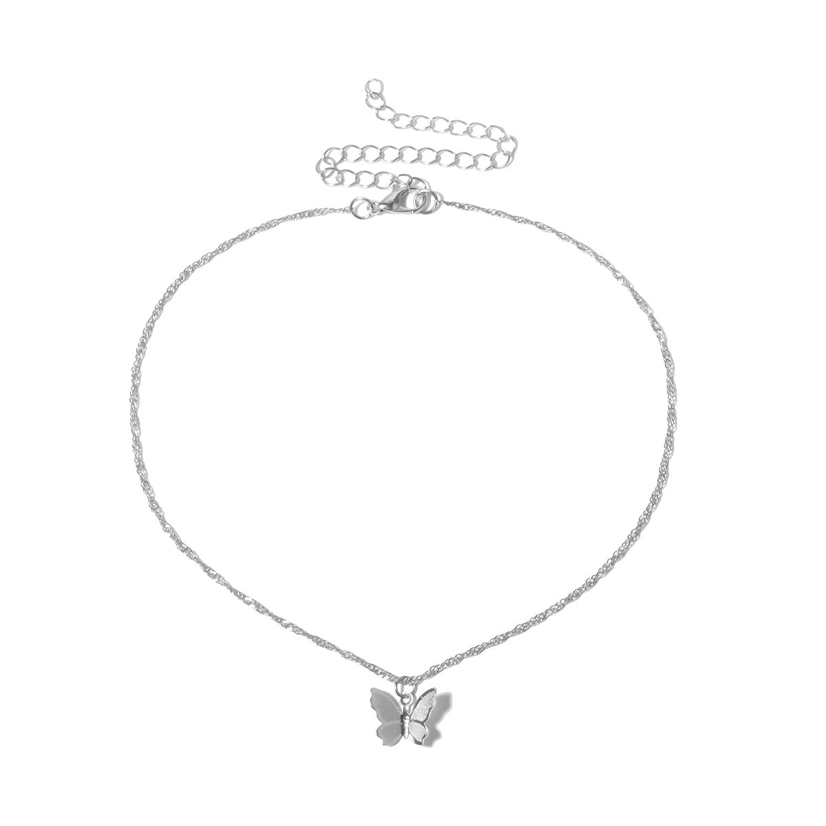 Silver Fluttering Butterfly Earrings and Necklace Set