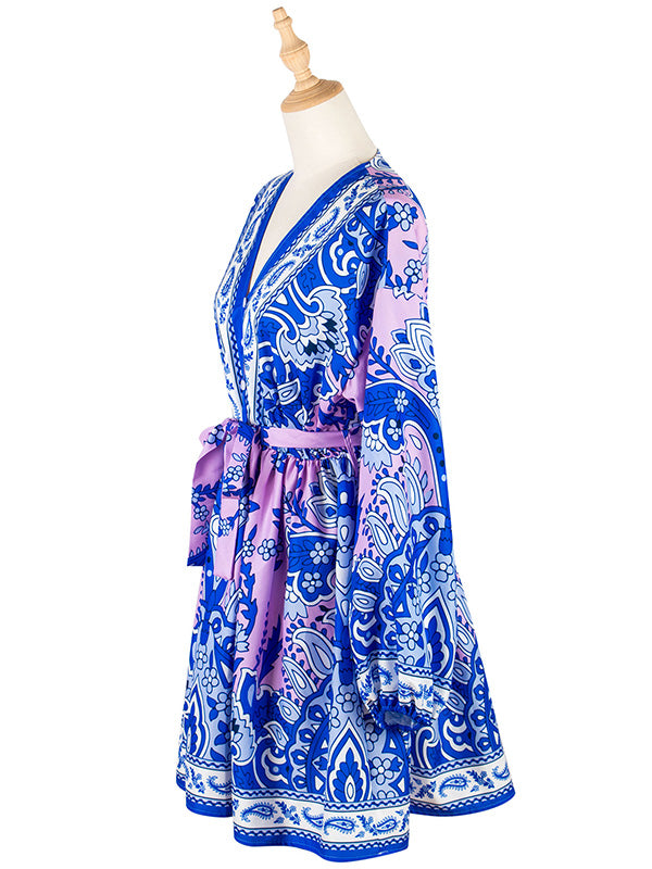 Bohemia A-Line Floral Printed V-Neck Dress
