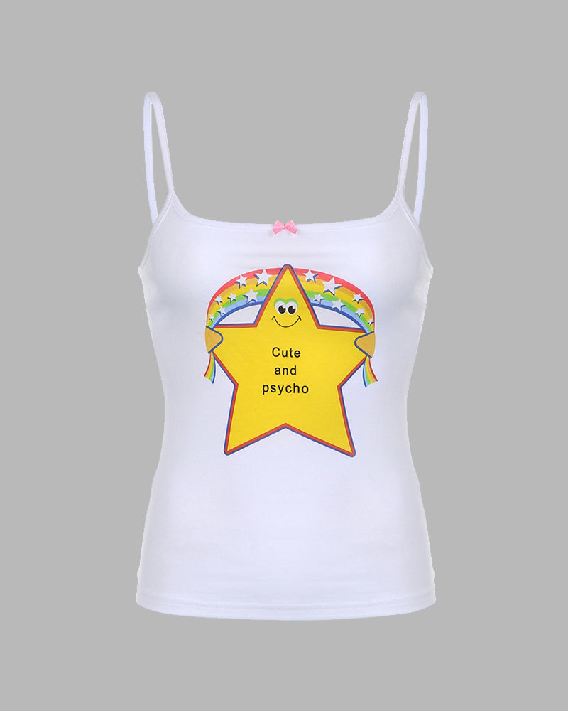 Cute and Psycho Star Graphic Cami Top