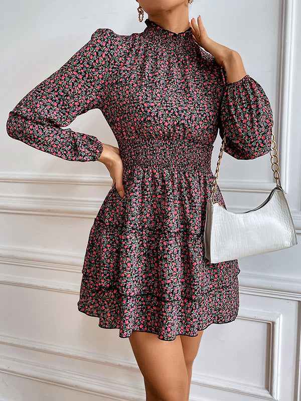 Bohemia A-Line Floral High-Neck Dress