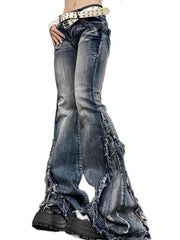 Raw Trim Splice Low Rise Flare Jeans