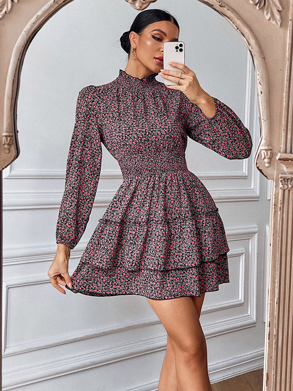 Bohemia A-Line Floral High-Neck Dress