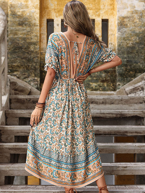 Bohemia High Waisted Loose Floral Dress