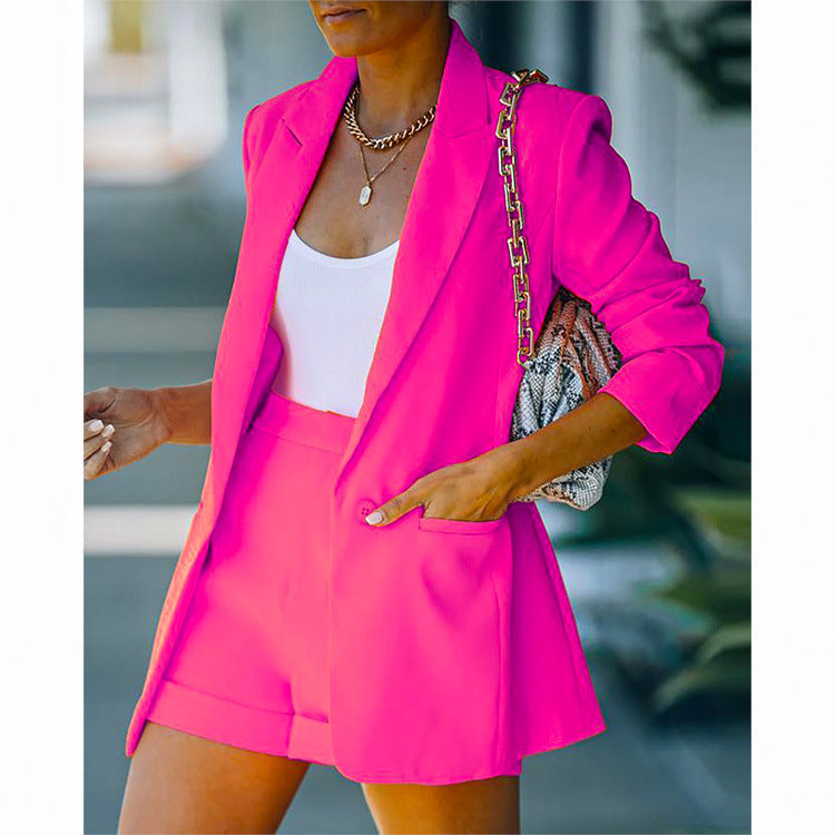 2-Piece: Basic Shirt Collar Blazer