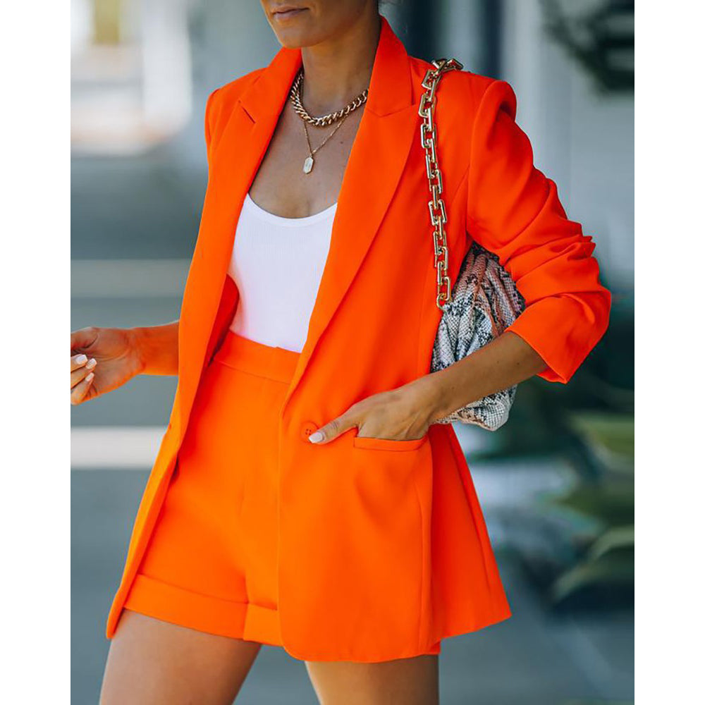 2-Piece: Basic Shirt Collar Blazer