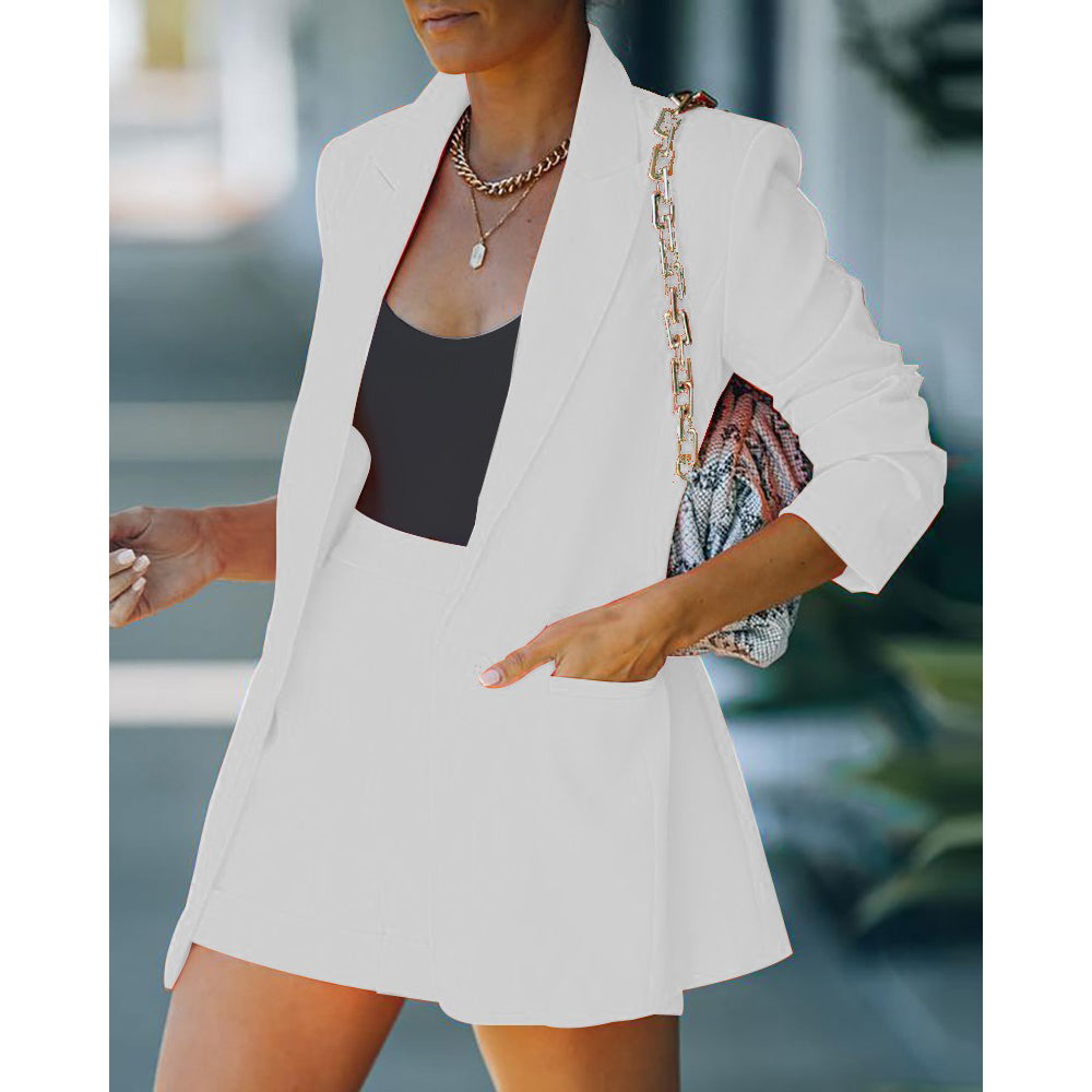 2-Piece: Basic Shirt Collar Blazer