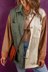 Western Corduroy Colorblock Pocketed Shacket