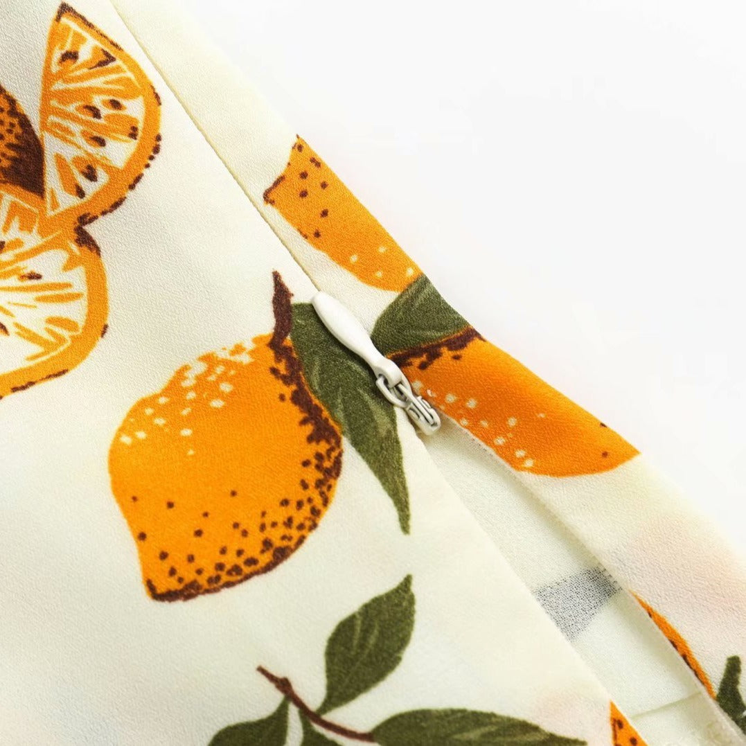 Cream Citrus Crop Top