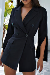 Black Button Waist Blazer Dress
