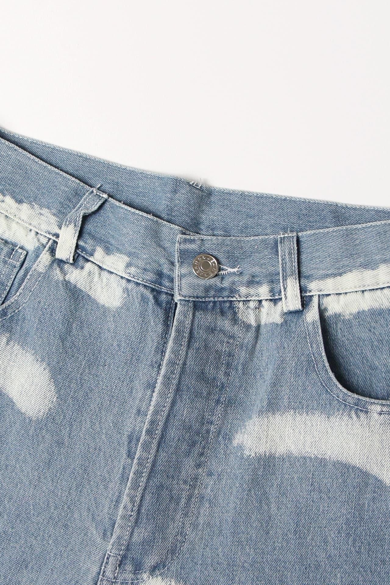 street style casual stripes stitching loose jeans