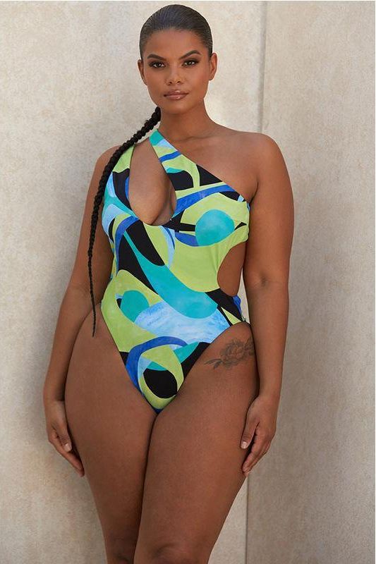 irregular print swimsuit