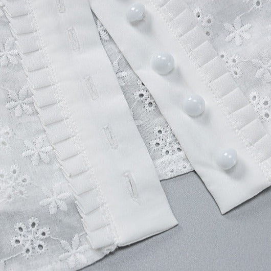 White Broderie Anglaise Front Button Up Top