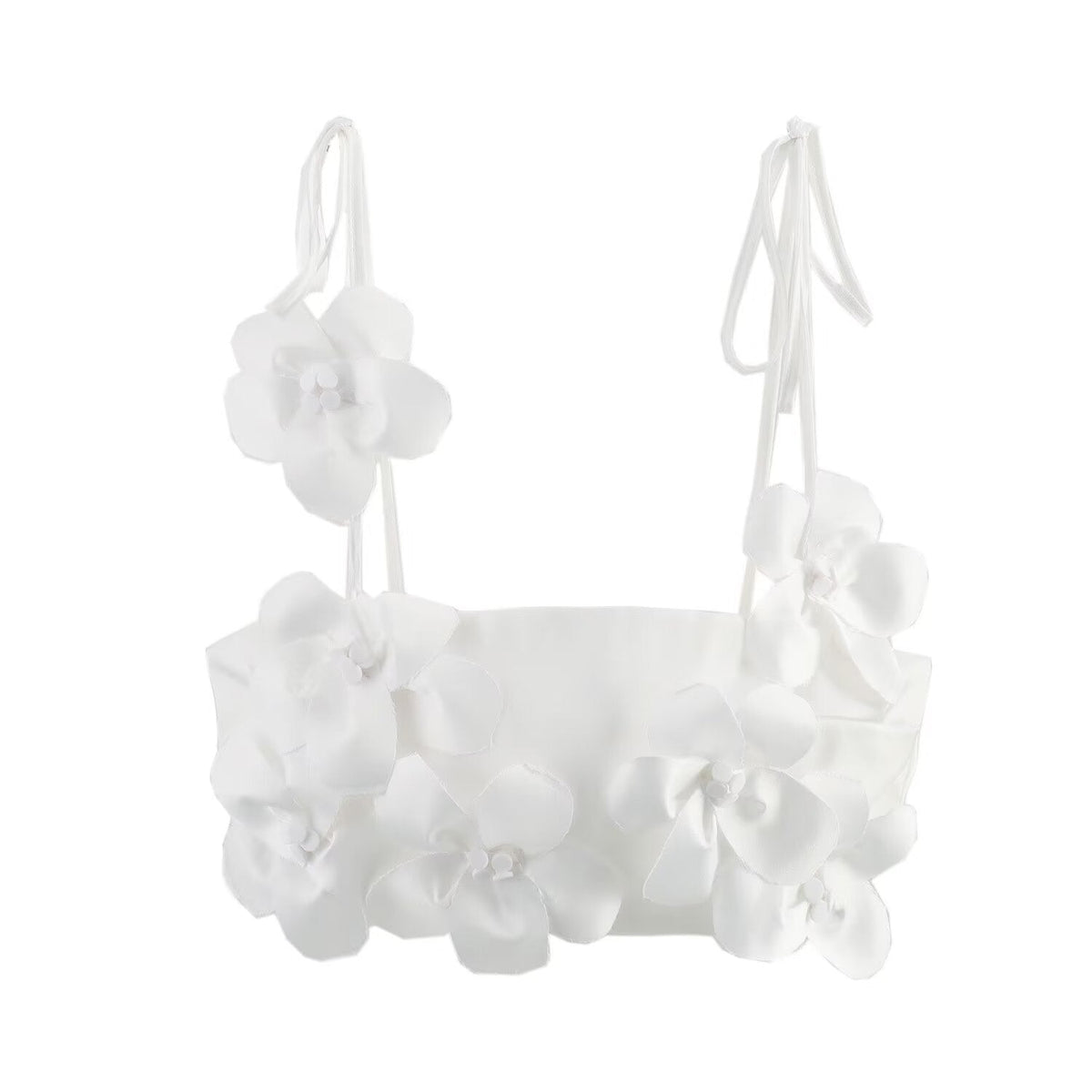 White Flowers Flower-Embellished Top