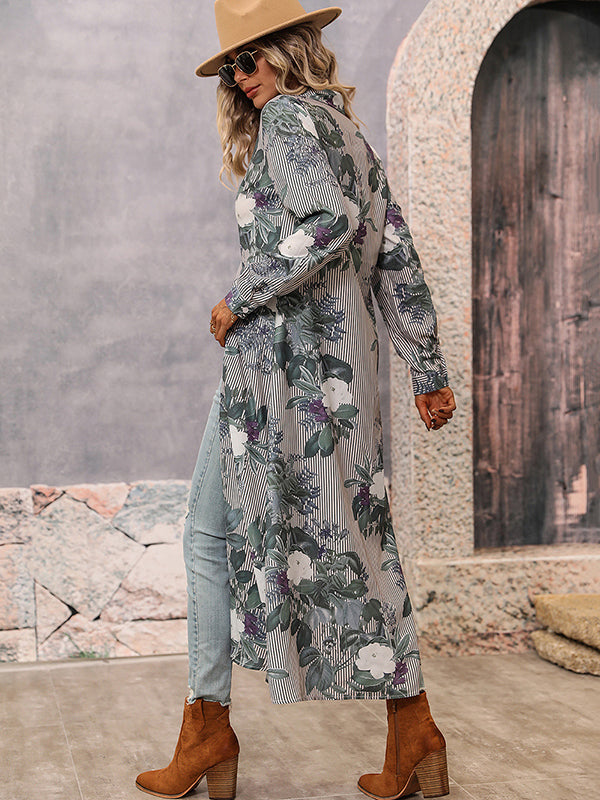 Casual Long Sleeves Floral Polo Dress