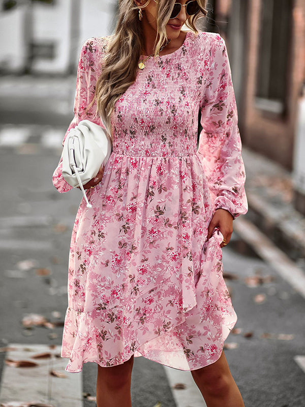 Bohemia Puff Sleeves Floral Dress