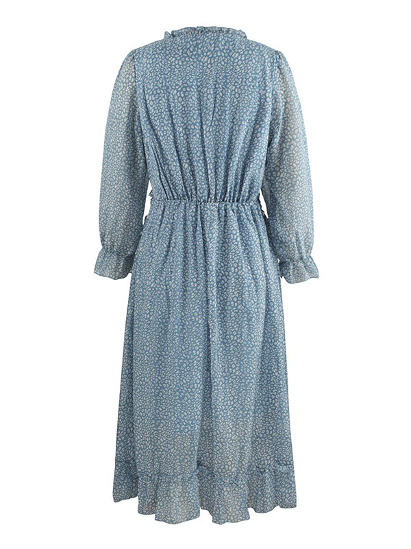 V-Neck Simple Print Dress