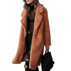 loose long sleeve lapel plush Coat jacket