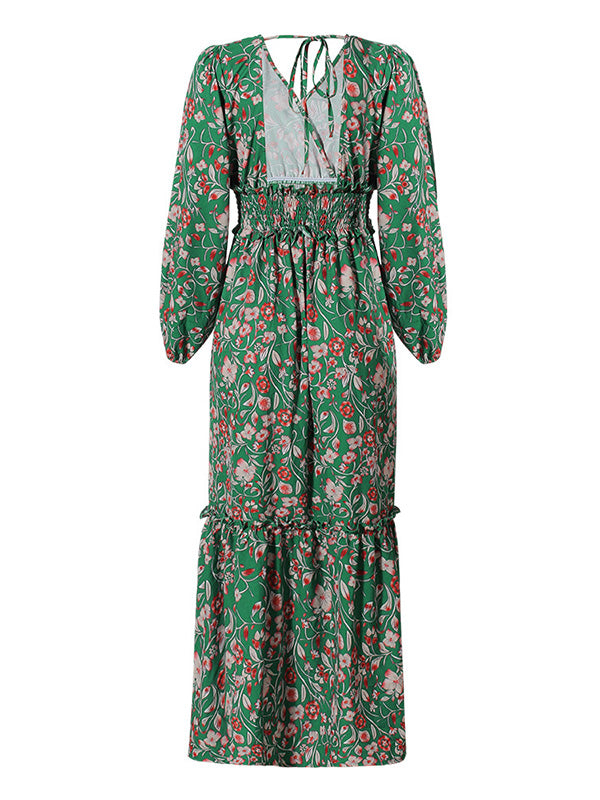 Bohemia Loose A-Line Floral Backless Dress