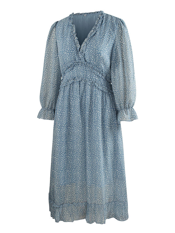 V-Neck Simple Print Dress