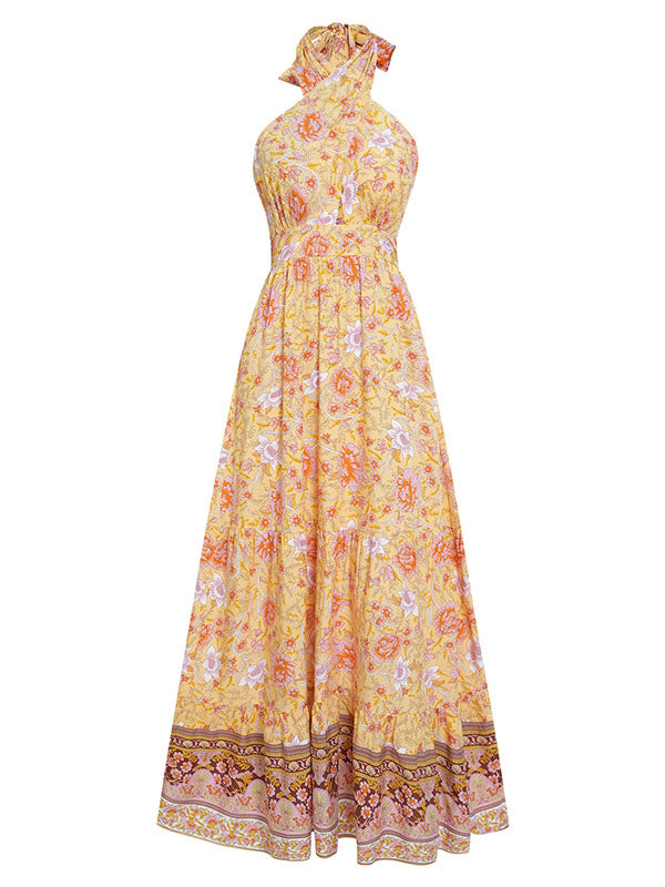 Bohemia Sleeveless A-Line Floral Printed Maxi Dress