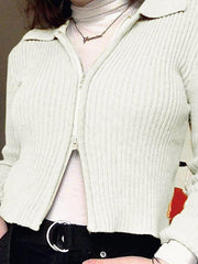 Ribbed Knit Zip-Up Cardigan