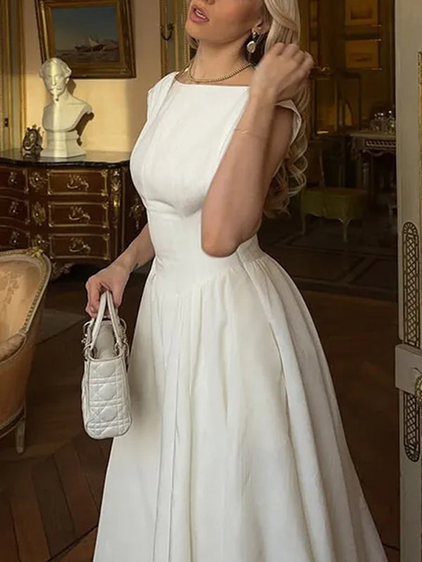 Solid Color Sleeveless A-Line Maxi Dresses