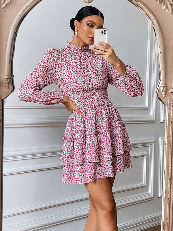 Bohemia A-Line Floral High-Neck Dress