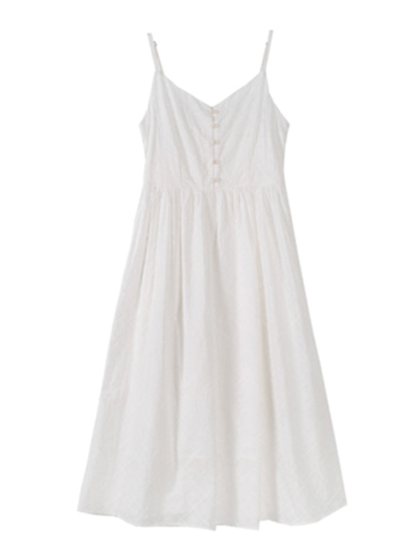 Casual Sleeveless Solid Color V-Neck Dress