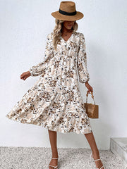 V-Neck Long Sleeve Maxi Dress