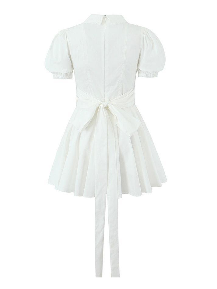 Lace Up Doll Collar Short Dress