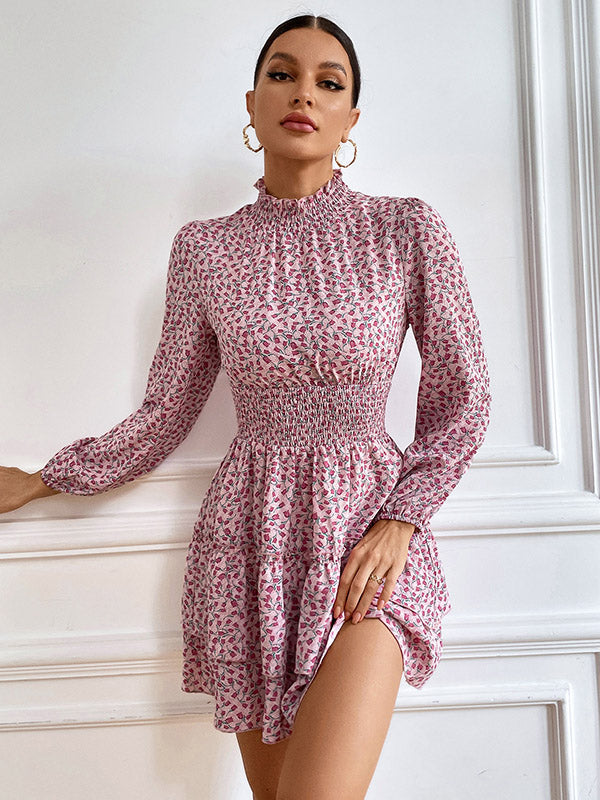 Bohemia A-Line Floral High-Neck Dress