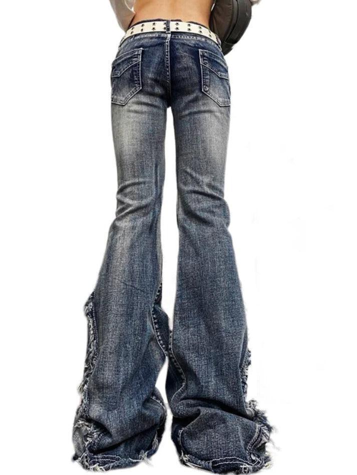 Raw Trim Splice Low Rise Flare Jeans