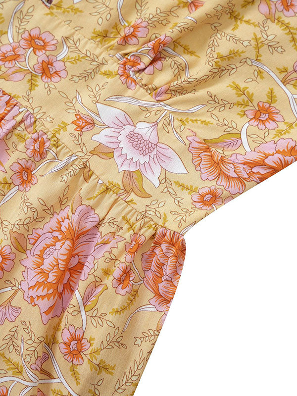 Bohemia Sleeveless A-Line Floral Printed Maxi Dress
