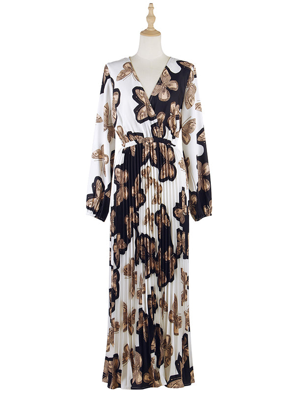 Bohemia Loose Floral V-Neck Dress