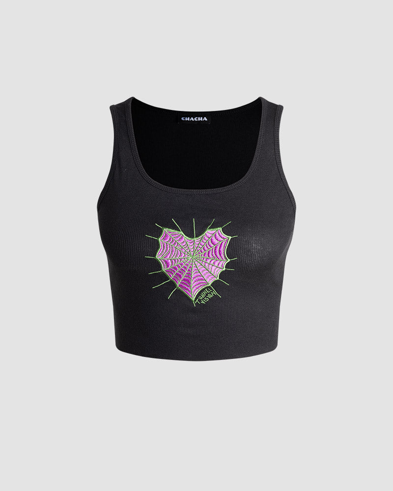 Webbed Heart Sabellian Webbed Heart Crop Tank Top – Godu Shop