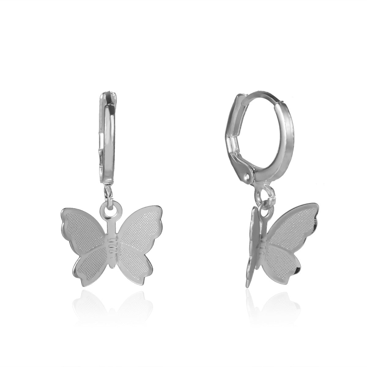 Silver Fluttering Butterfly Earrings and Necklace Set