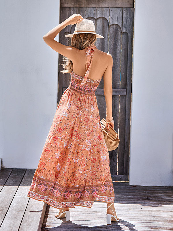 Bohemia Sleeveless A-Line Floral Printed Maxi Dress