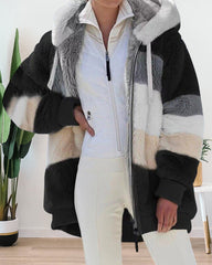 Plush warm hooded coat