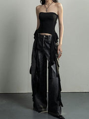 Plain Ruffled Off Shoulder Tube Top
