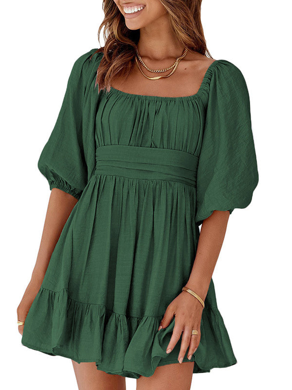 Bow Short Sleeves Mini Dress