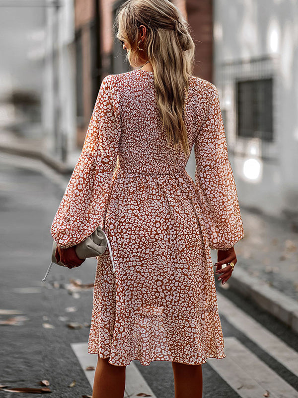 Bohemia Puff Sleeves Floral Dress