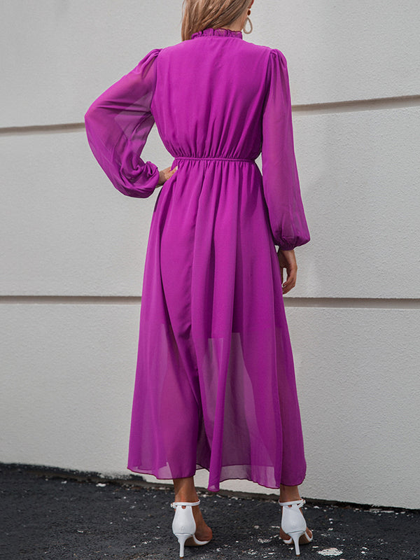 Fuchsia Long Sleeve Maxi Dress