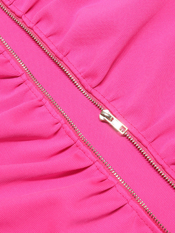 Casual Wrap Solid Color Round-Neck Dress