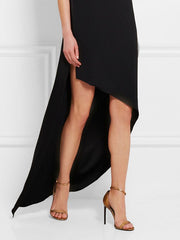 Asymmetric Solid Color Split-side High-low Loose Round-neck Maxi Dresses