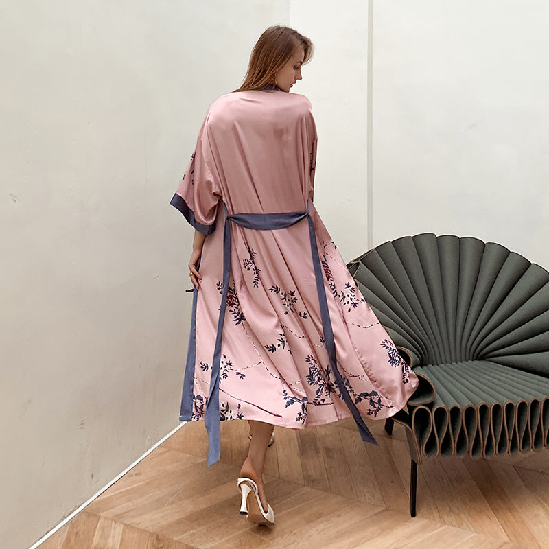 Pink Light Luxury Silky Satin Kimono Robe