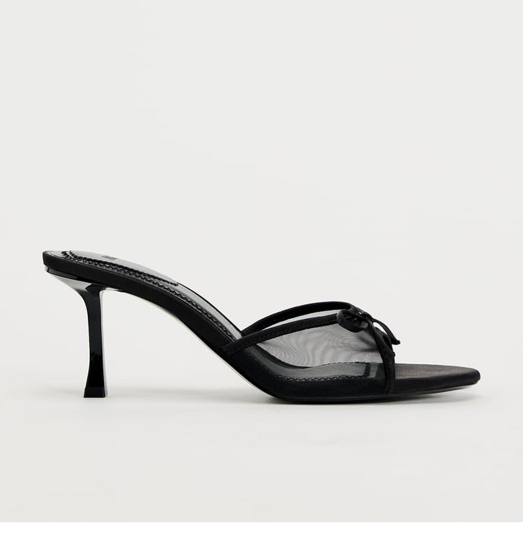 Black Bow Strap Heels