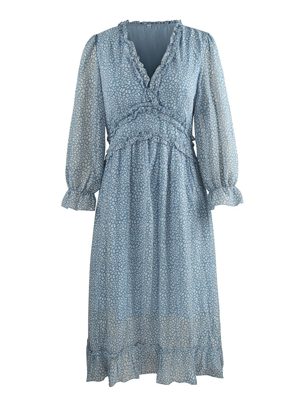 V-Neck Simple Print Dress