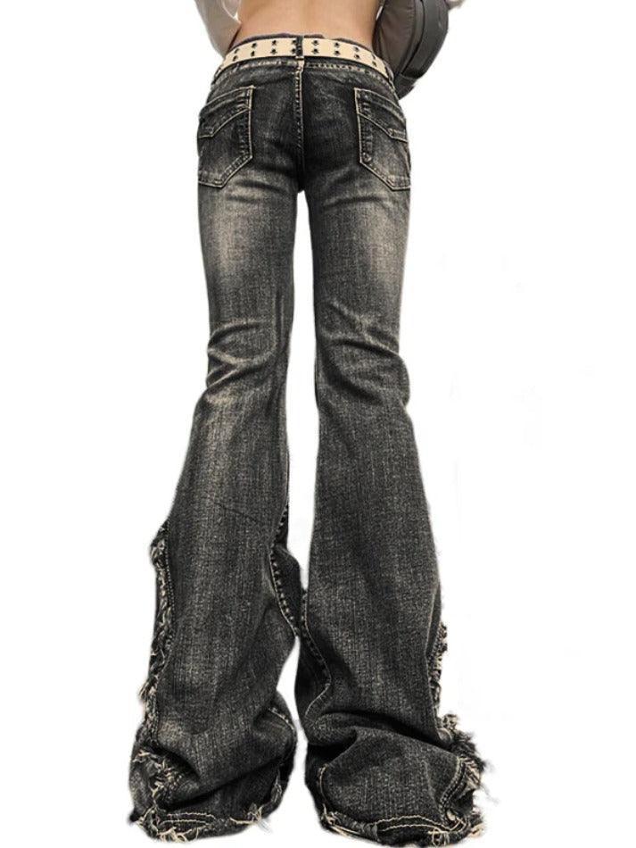 Raw Trim Splice Low Rise Flare Jeans