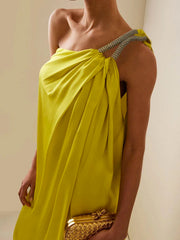 Loose Sleeveless Solid Color One-shoulder Maxi Dresses